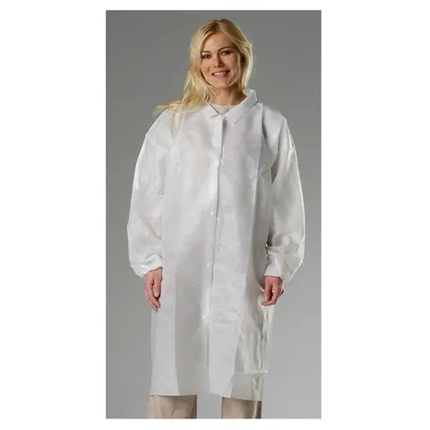 GB Besøksfrakk, hvit,non-woven 100 stk